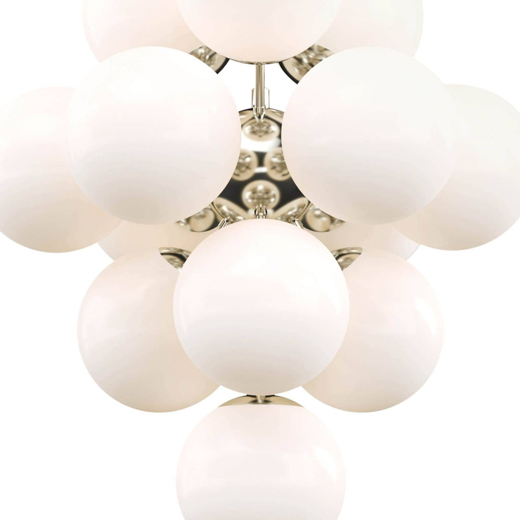 La Dame Chandelier - White Glass Polished Nickel