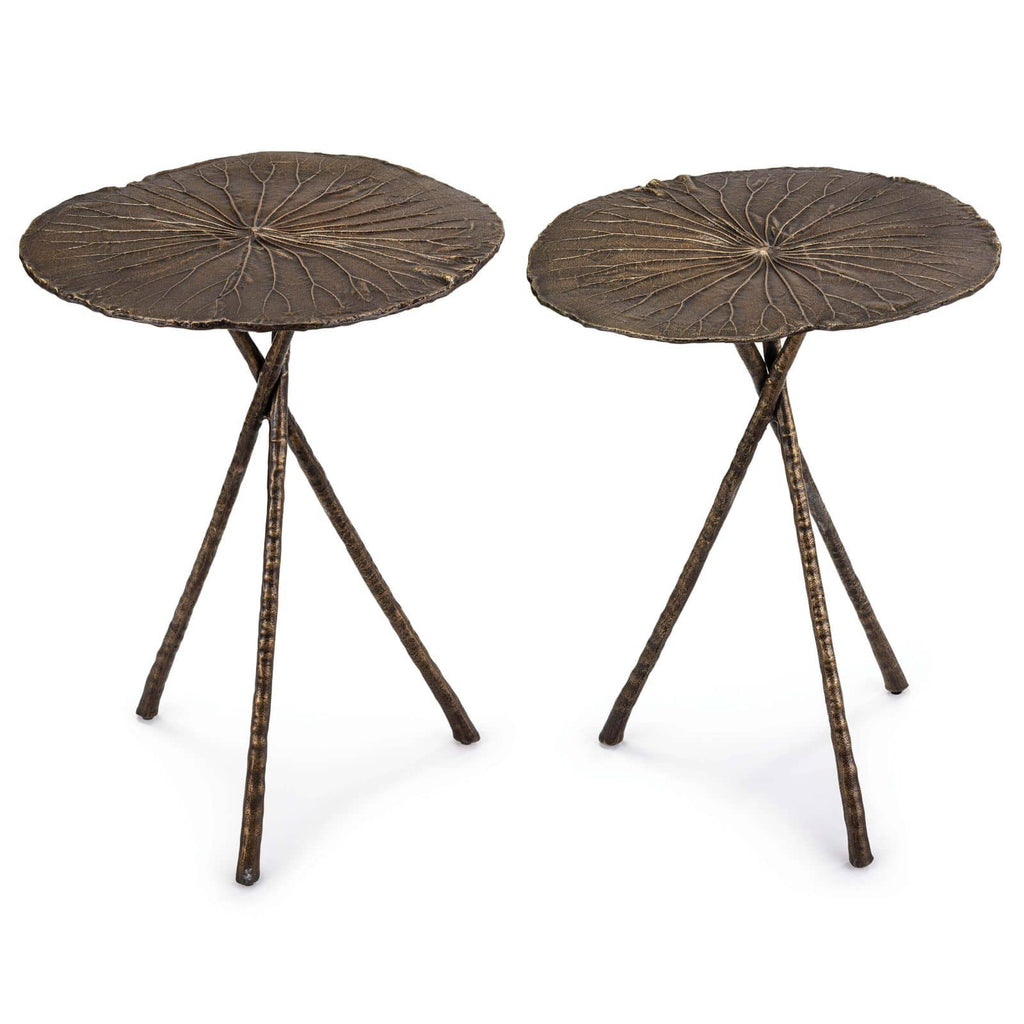 Lotus Table Large - Set of 2 Antique Brass