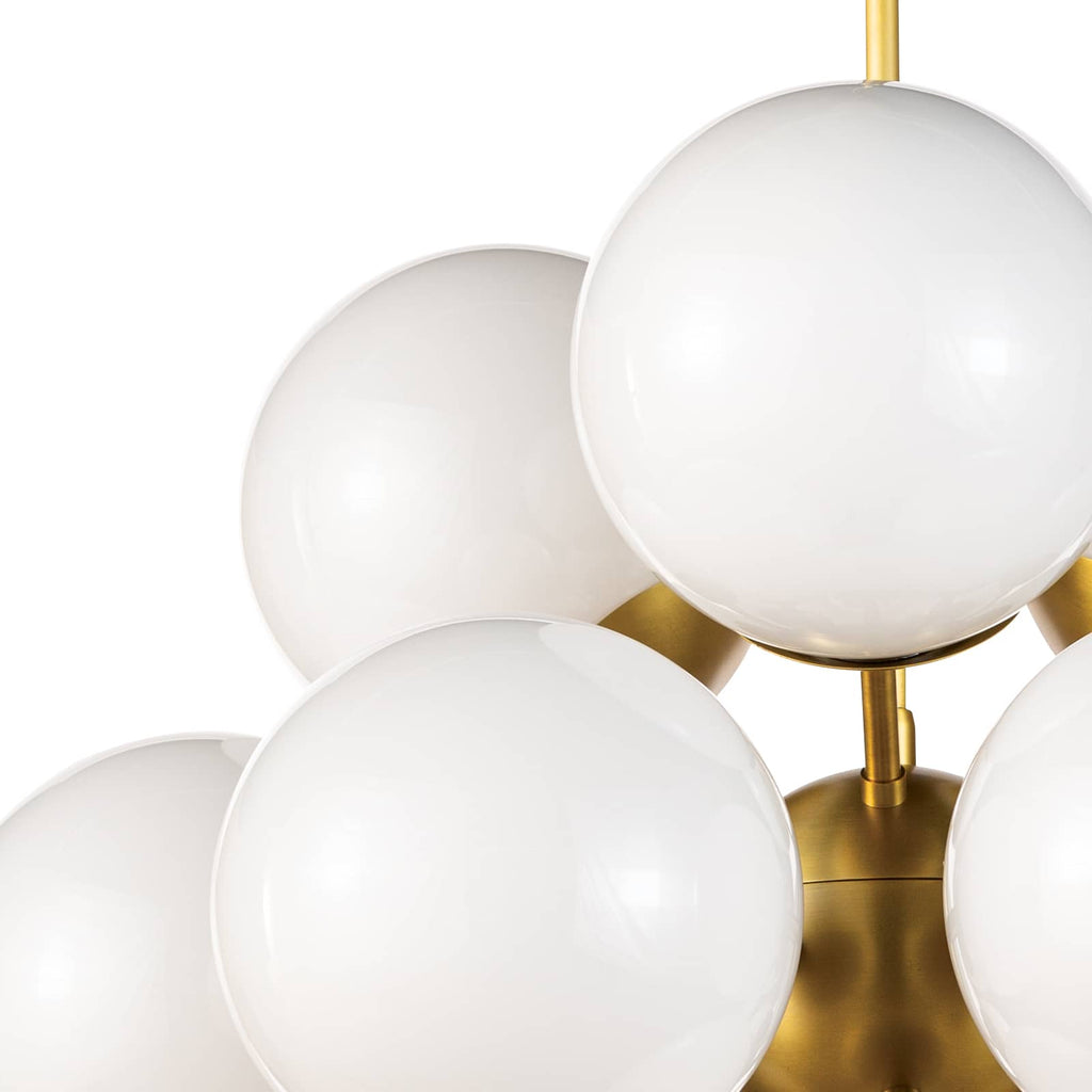 La Dame Chandelier - White Glass Natural Brass