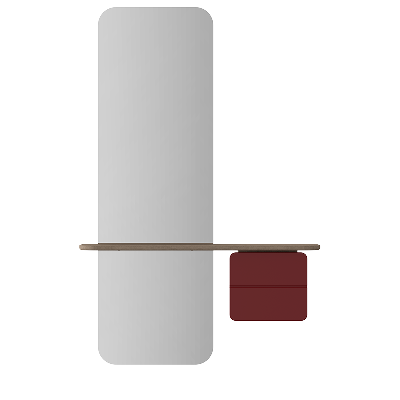 One More Look Mirror, Oak, Ruby Red