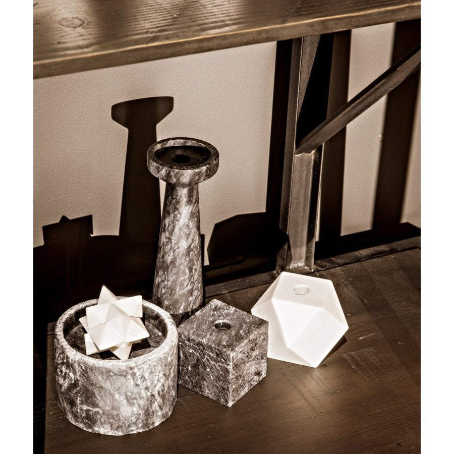 Syma Decorative Candle Holder, Set of 2, Black Marble